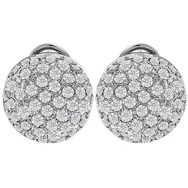 Diamond Gold Button Shield Earrings