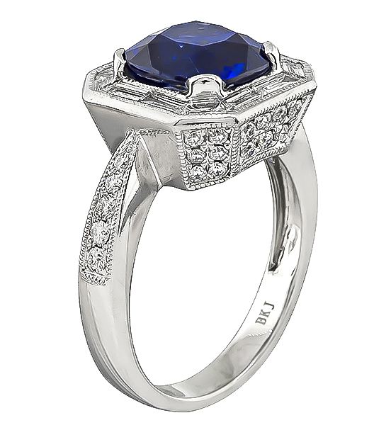 Estate 4.05ct Sapphire 1.00ct Diamond Engagement Ring