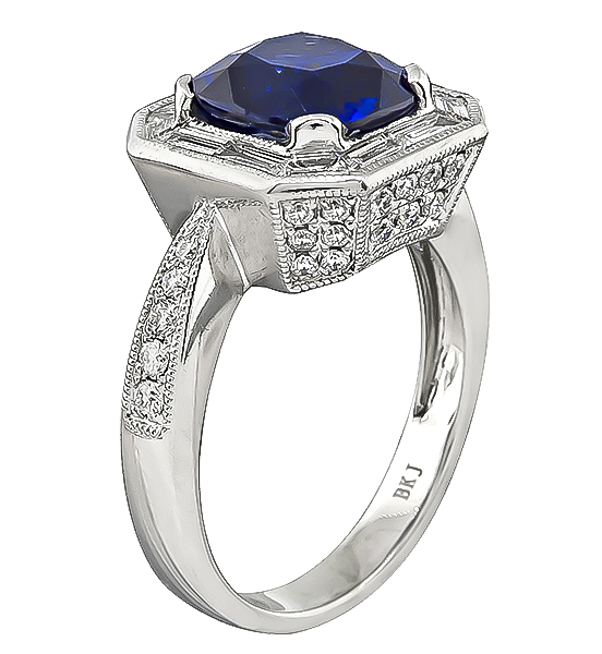 Estate 4.05ct Sapphire 1.00ct Diamond Engagement Ring