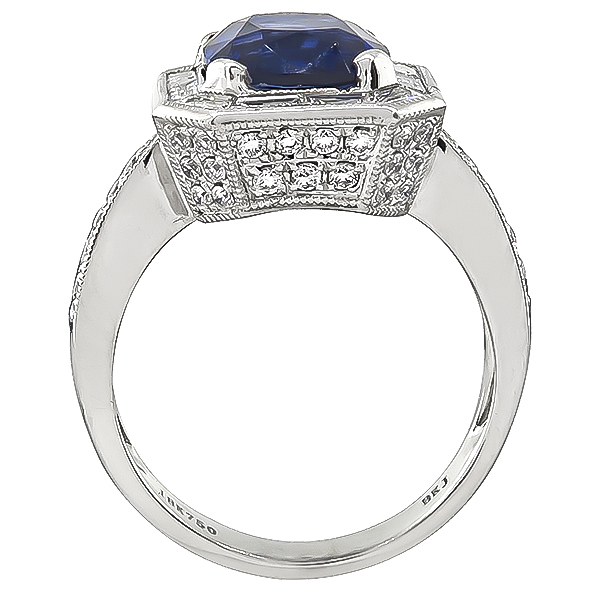 Estate 4.05ct Sapphire 1.00ct Diamond Engagement Ring