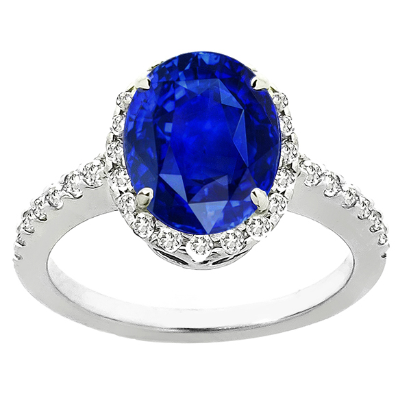 Ceylon Sapphire Diamond Platinum Ring