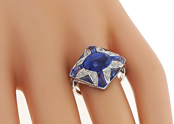 4.08ct Sapphire 0.34ct Diamond Ring