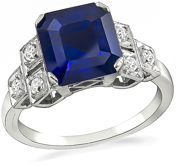Estate 4.16ct Sapphire Engagement Ring