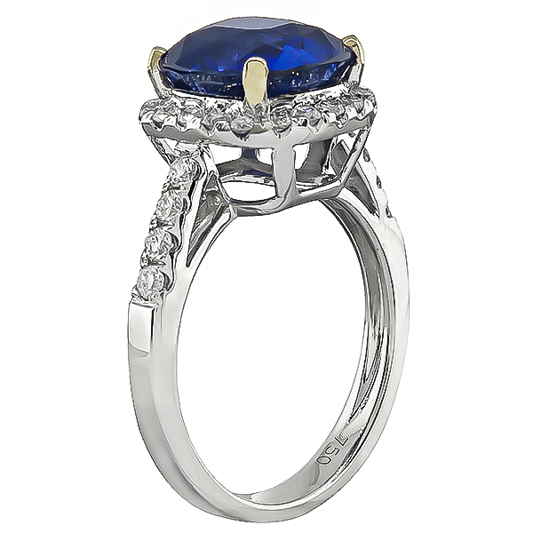 Estate 4.36ct Sapphire 0.80ct Diamond Engagement Ring