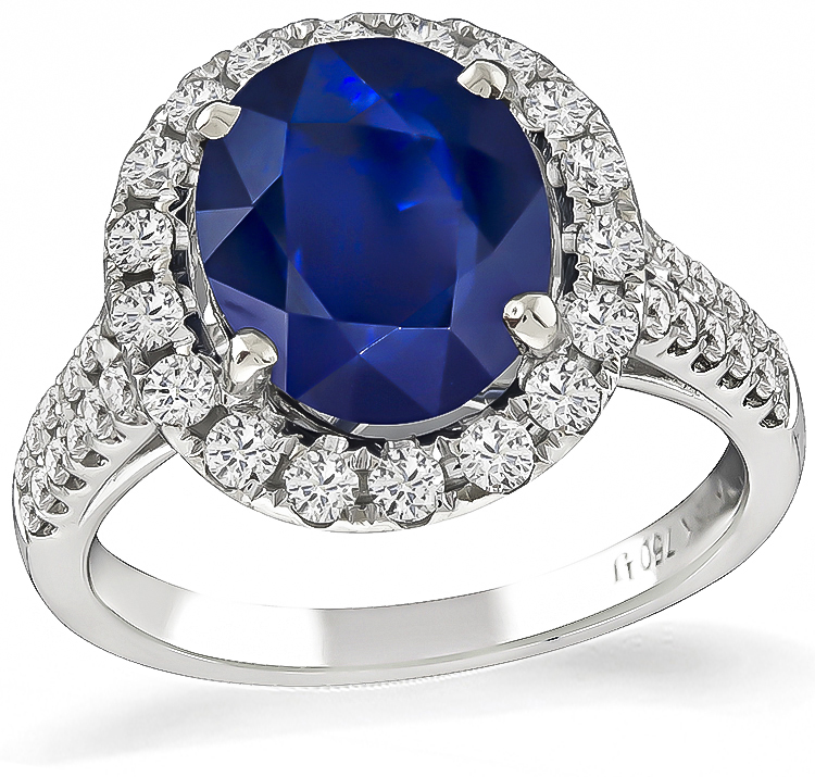 Estate 4.41ct Sapphire 0.75ct Diamond Engagement Ring
