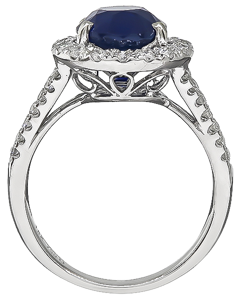 Estate 4.41ct Sapphire 0.75ct Diamond Engagement Ring