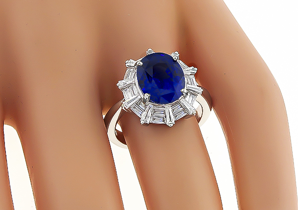 Estate 4.60ct Sapphire 0.94ct Diamond Engagement Ring