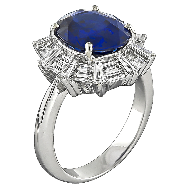 Estate 4.60ct Sapphire 0.94ct Diamond Engagement Ring