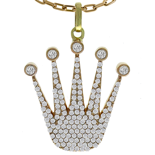 Diamond Gold Crown Pendant 