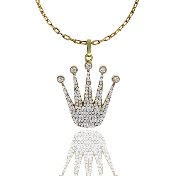 Diamond Gold Crown Pendant 