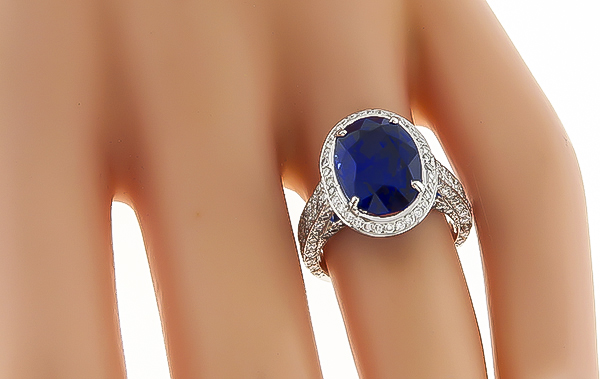 Estate 4.85ct Sapphire 1.50ct Diamond Engagement Ring