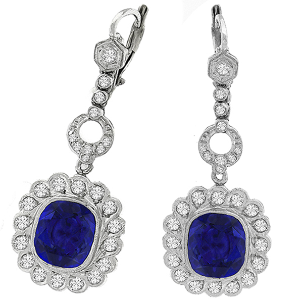 Sapphire Diamond Drop Earrings