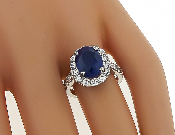 Estate 5.22ct Sapphire 1.50ct Diamond Engagement Ring