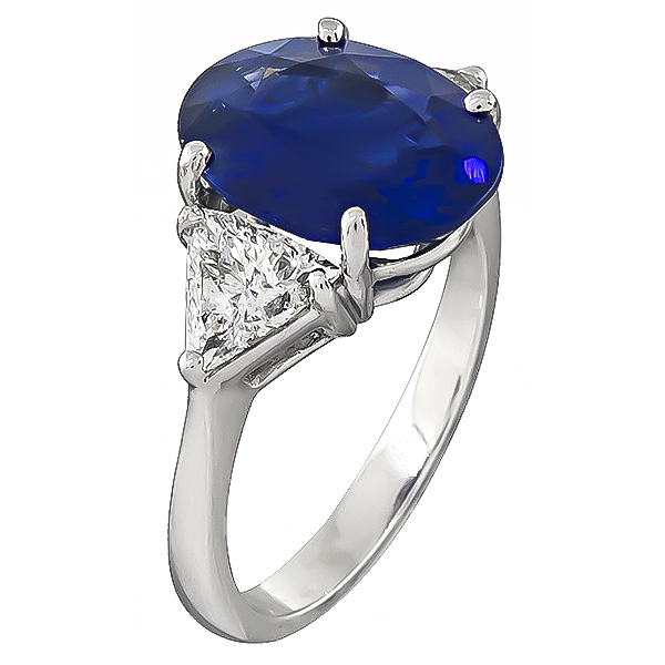 Estate 5.39ct Sapphire 0.90ct Diamond Engagement Ring