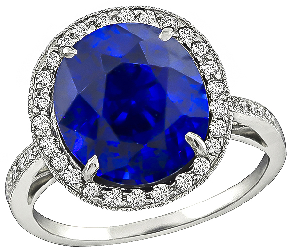 Estate 5.50ct Sapphire 0.50ct Diamond Ring