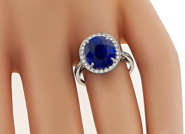 Estate 5.50ct Sapphire 0.50ct Diamond Ring