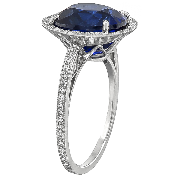 Estate 5.50ct Sapphire 0.50ct Diamond Ring