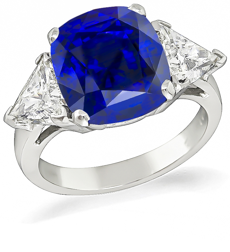 Estate 5.54ct Sapphire 1.00ct Diamond Engagement Ring