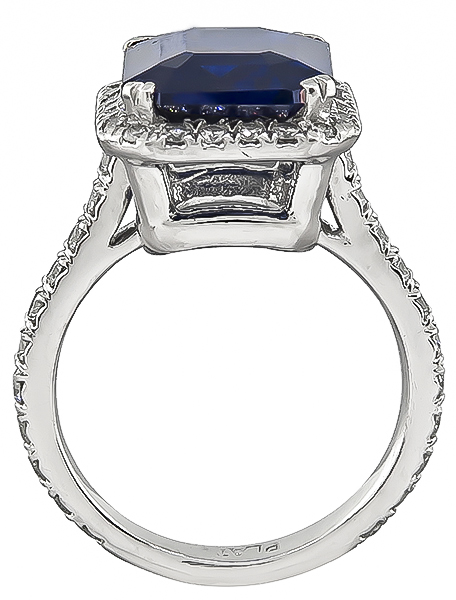 Estate 5.60ct Sapphire 0.50ct Diamond Engagement Ring