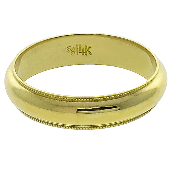 Milgrain  Gold Wedding Band 