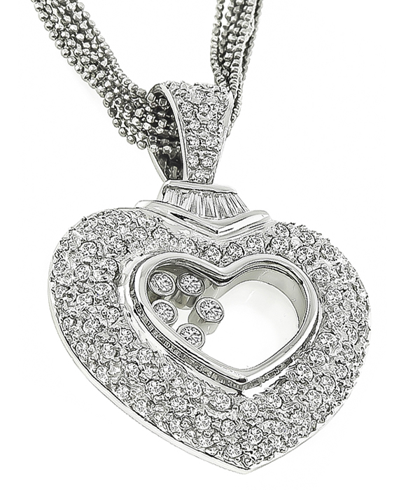 Estate 6.00ct Diamond Heart Pendant Necklace