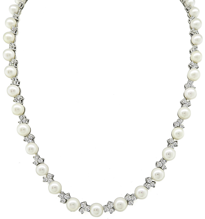 pearl diamond necklace