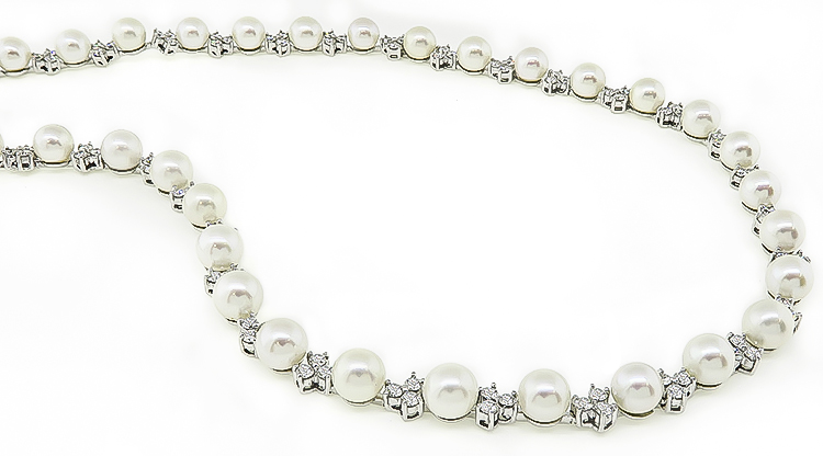 pearl diamond necklace
