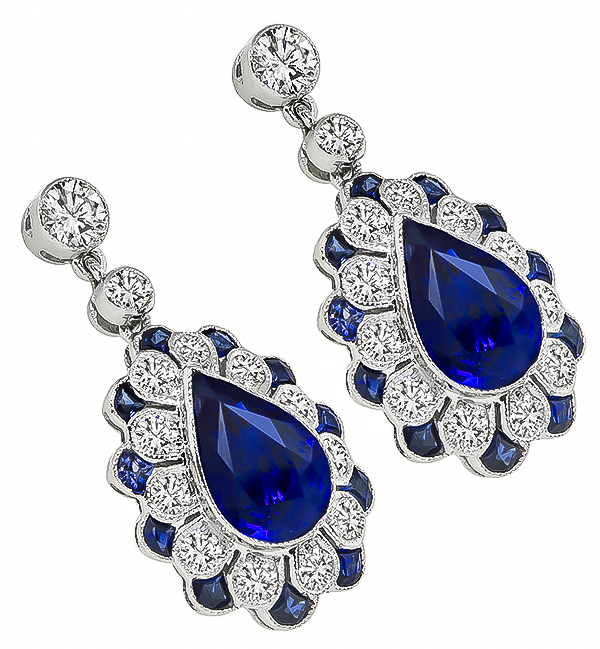 Estate 6.27ct Sapphire 1.69ct Diamond Earrings