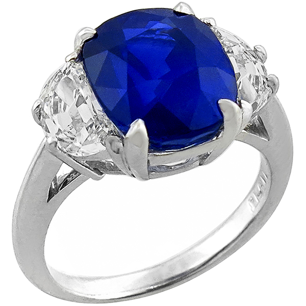 6.65ct Ceylon Sapphire Diamond Platinum Ring 