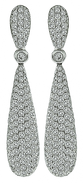 Estate 7.00ct Diamond Drop Earrings Photo 1