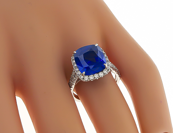 Estate 7.15ct Sapphire 1.00ct Diamond Engagement Ring