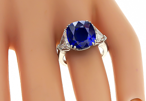 Estate 7.17ct Sapphire 1.61ct Diamond Engagement Ring