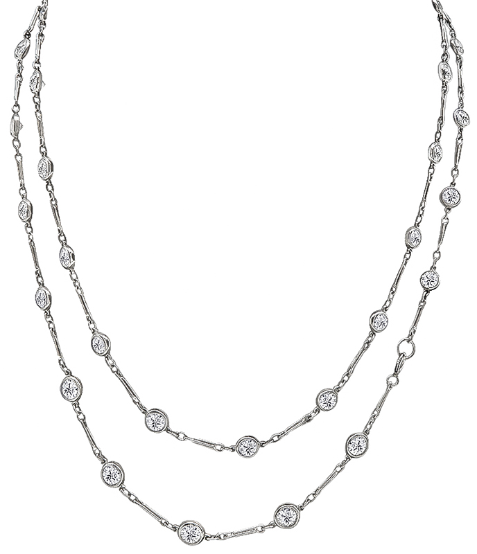 Estate 8.20ct Diamond By The Yard Necklace
