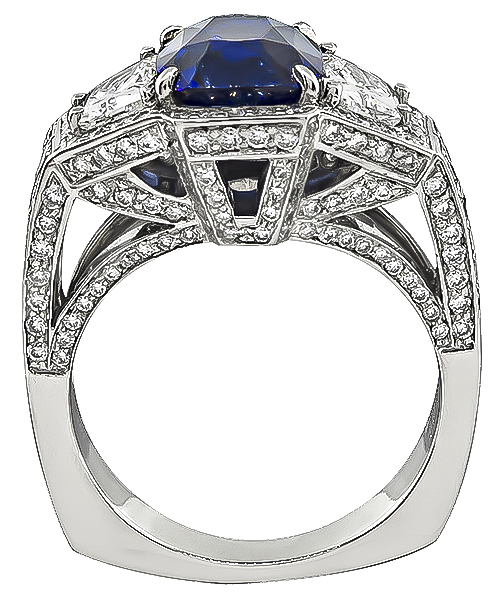 Estate AGL Certified 3.93ct Sapphire 2.50ct Diamond Ring