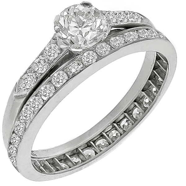 Diamond Engagement Ring &  Diamond Eternity Wedding Band Set