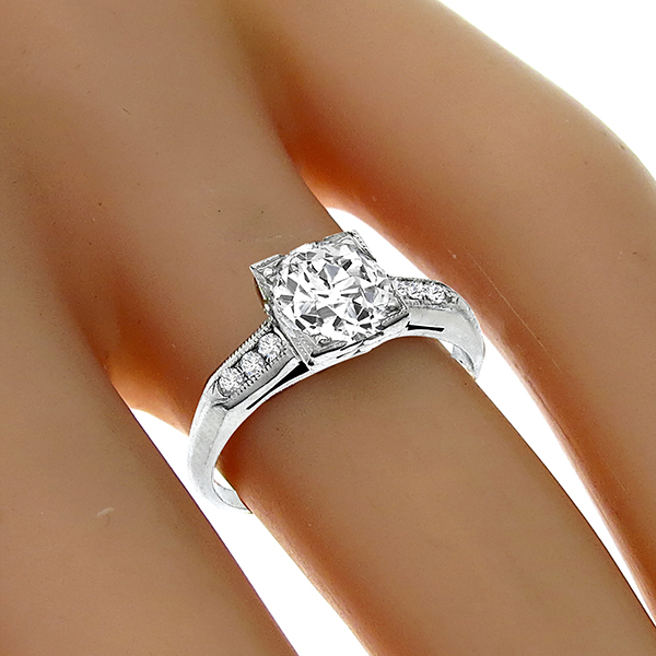 Estate Antique 1900s 0.78ct Old Mine Cut Diamond Platinum Engagement Ring