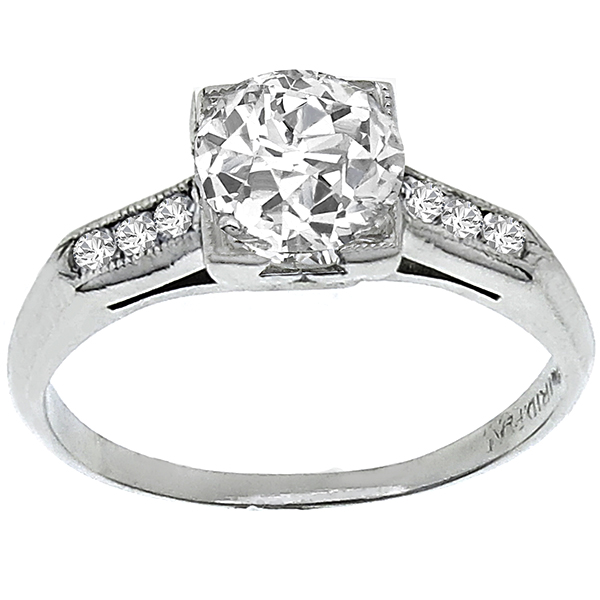 Estate Antique 1900s 0.78ct Old Mine Cut Diamond Platinum Engagement Ring