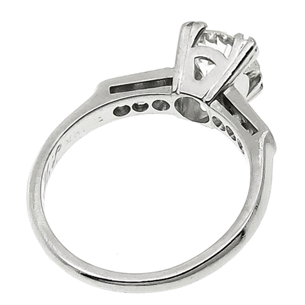 Old Mine Cut Diamond Platinum Engagement Ring