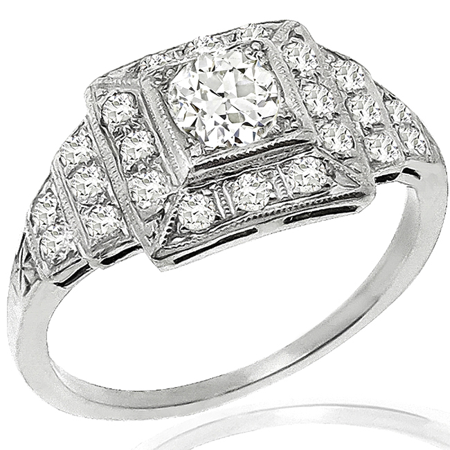 Art Deco Diamond Platinum Engagement Ring