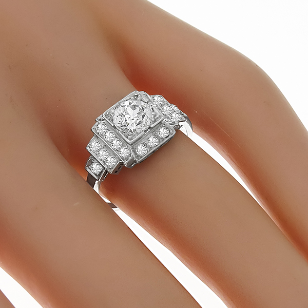 Antique Diamond Platinum Engagement Ring