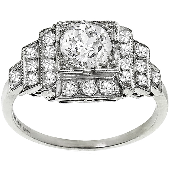 Antique Diamond Platinum Engagement Ring