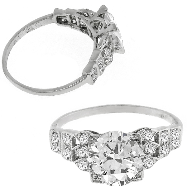 Art Deco GIA Diamond Engagement Ring