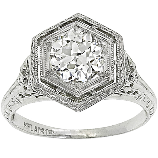 Antique Diamond 18k White Gold Engagement Ring