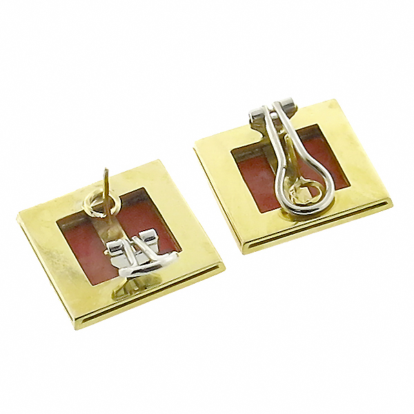 18k yellow gold coral earrings  1