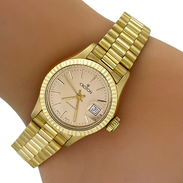 Estate Croton 18k Pink Gold Ladies Watch 