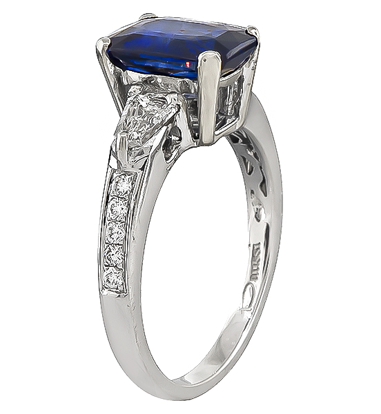 Estate Daussi 2.80ct Sapphire 0.50ct Diamond Engagement Ring