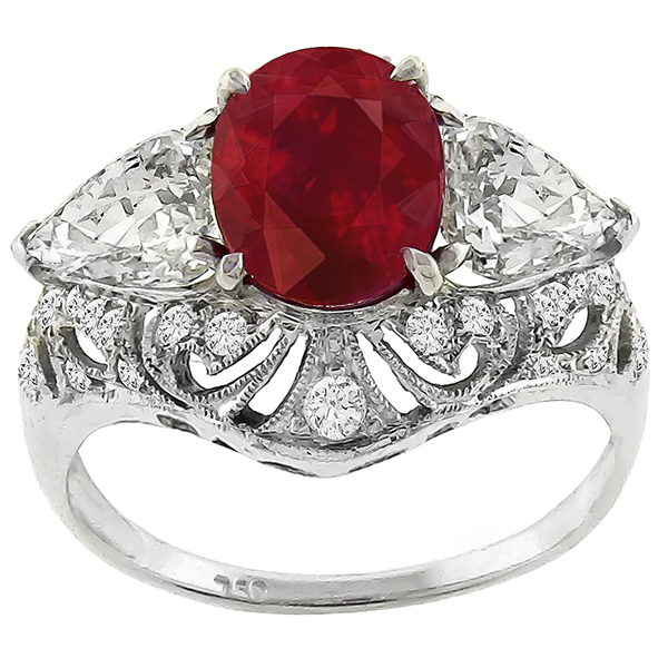 Ruby Diamond  Gold Ring 