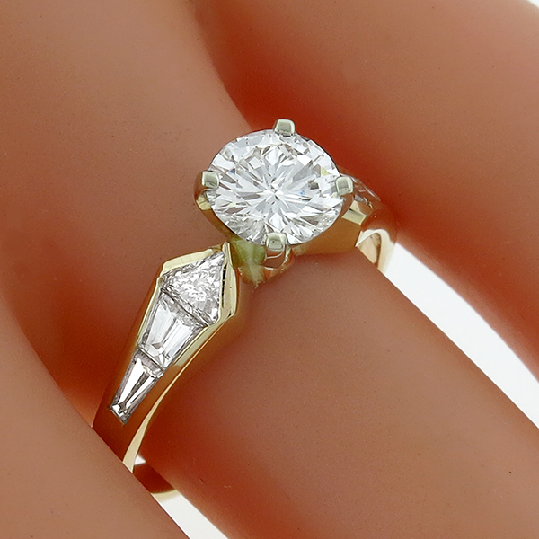 14k yellow and white  gold diamond engagement ring 1