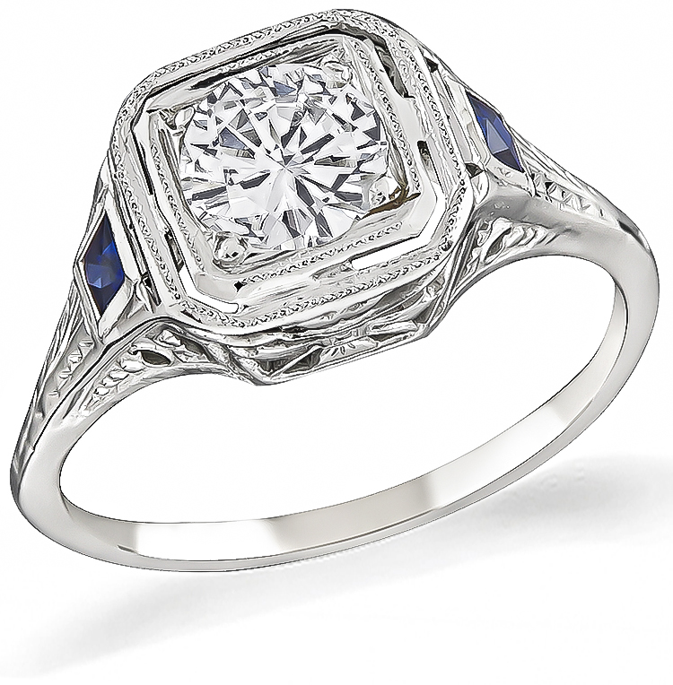 Estate GIA Certified 0.49ct Diamond Engagement Ring