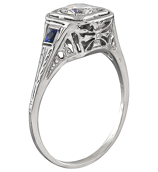 Estate GIA Certified 0.49ct Diamond Engagement Ring